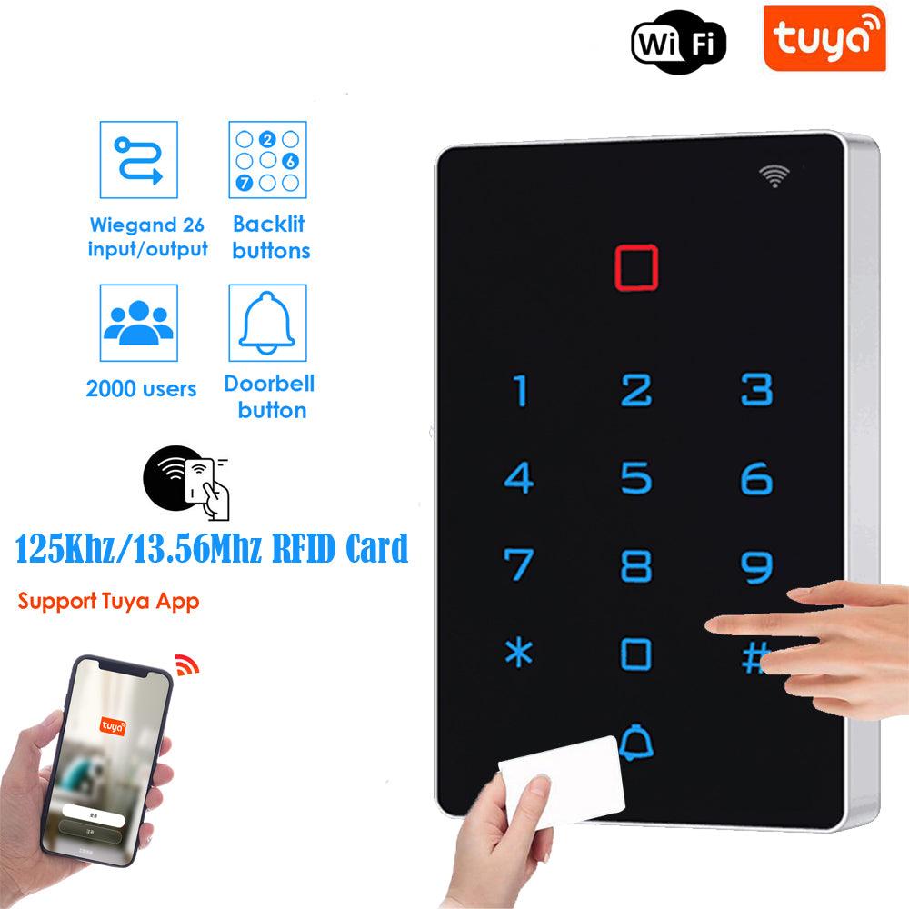 Tuya App RFID Keypad Keyless Access Control 2000 User Capacity EM/MF Card Touch Screen Standalone Reader Non-Waterproof - Gateon Control
